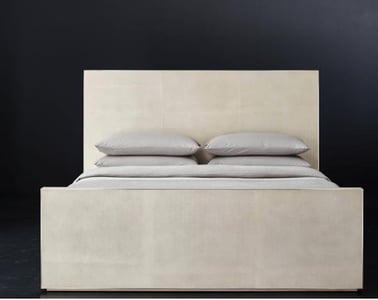 Smythson Shagreen bed with footboard in dove and pewter